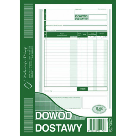 315-3 DOWÓD DOSTAWY A5 WIELOKOPIA 80K