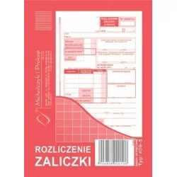 DRUK RZ ROZLICZENIE ZALICZKI A6 OFFSET 40K 409-5