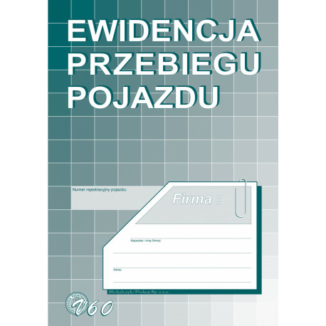 EWIDENCJA PRZEBIEGU POJAZDU DLA CELÓW PODATKU OD TOWARÓW I USŁUG, A5, OFFSET ***V-60*