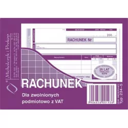 234-5 RACHUNEK UPROSZCZONY A6 DLA ZWOLNIONYCH Z VAT POZIOM (ORYGINAŁ+KOPIA) 80K