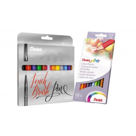 Flamastry do liternictwa PENTEL Brush Signt 12 kol