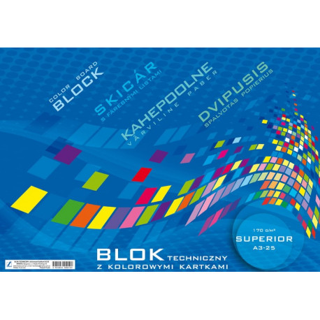 BLOK TECHNICZNY A3 KOLOROWY 25K SUPERIOR