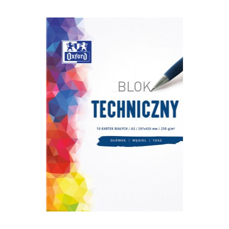 BLOK TECHNICZNY BIAŁY OXFORD A3 10K 250G