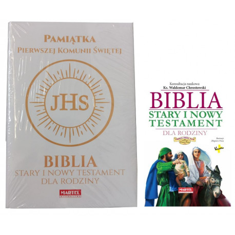 Biblia Stary i Nowy Testament dla rodziny MARTEL Pamiątka 1ej Komunii Świętej