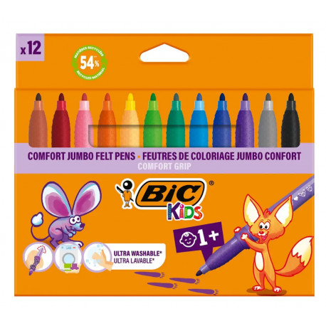 Flamastry BIC Kids Comfort Jumbo 12 kolorów