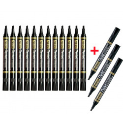 Marker N850 PENTEL CZARNY 12 SZTUK + 3 GRATIS