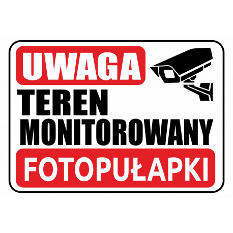 Tabliczka informacyjna A5 TEREN MONITOROWANY - FOTOPUŁAPKI PCV