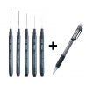 Zestaw cienkopisów kalibrowanych pointliner 5szt Pentel + ołówek Fiesta GRATIS