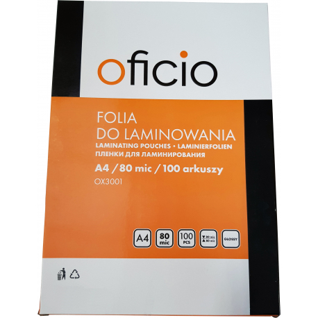 FOLIA OFICIO DO LAMINACJI A4 80MIC OP-100SZT