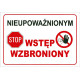 Tabliczka informacyjna A4 WSTĘP WZBRONIONY PCV