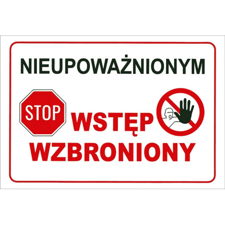 Tabliczka informacyjna A4 WSTĘP WZBRONIONY PCV