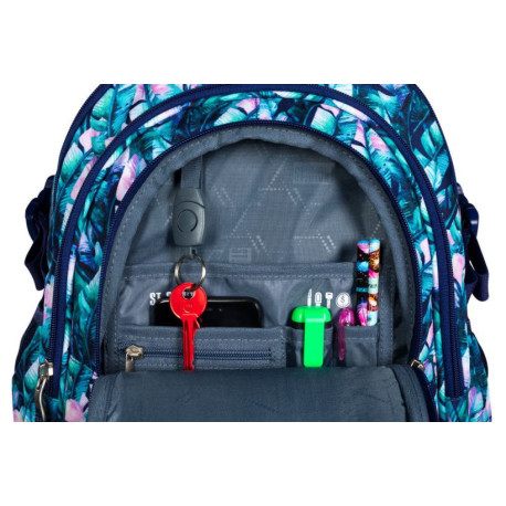 OBSERWUJ Plecak 4-komorowy BP1 BŁĘKITNE LIŚCIE