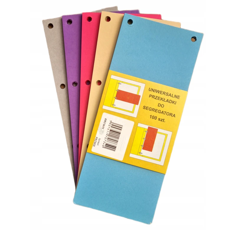Przekładki do segregatora 1/3A4 100 szt MIX KOLORÓW