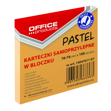 KARTECZKI SAMOPRZYLEPNE 76X76 100K PASTEL OFFICE POMARAŃCZOWY