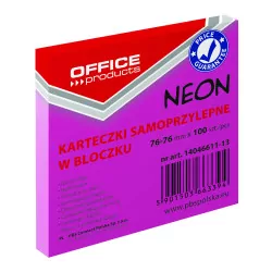 KARTECZKI SAMOPRZYLEPNE 76X76 100K NEON OFFICE RÓŻOWE