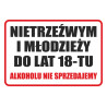 Tabliczka informacyjna A4 SPRZEDAŻ ALKOHOLU PCV