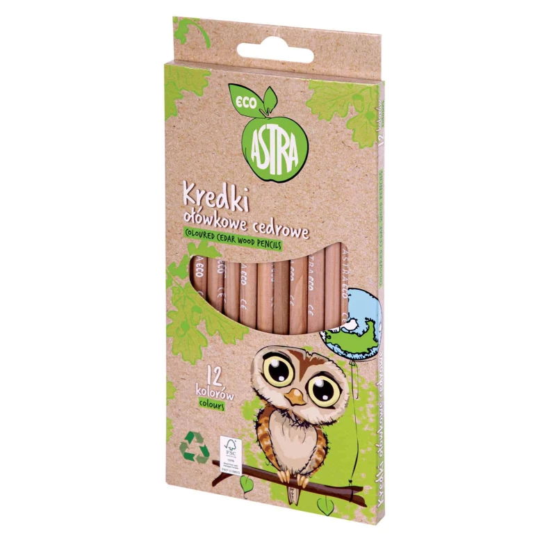KREDKI Z DREWNA CEDROWEGO 12 KOLORÓW ECO ASTRA