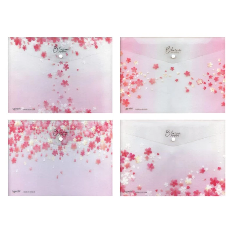 Teczka na zatrzask A4 PP druk LUX mix różowe kwiaty MFP