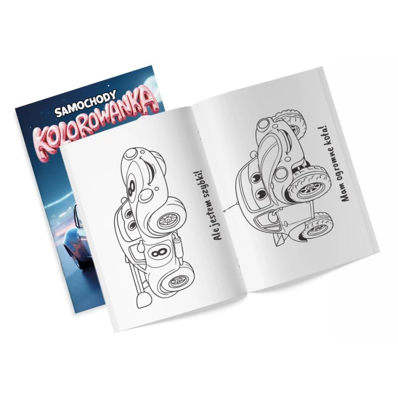 KOLOROWANKA Z NAKLEJKAMI METALICZNYMI SAMOCHODY