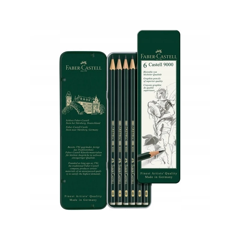 OŁÓWEK CASTELL 9000 6 SZT. FABER-CASTELL  HB, HB, 2B, 4B, 6B i 8B 119063FC