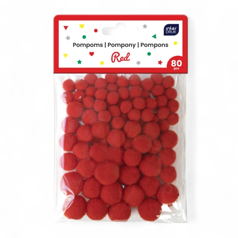 Pompony do dekoracji 80szt.RED