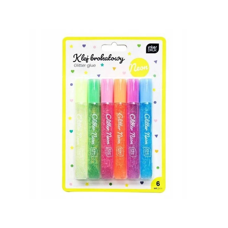 Klej brokatowy do dekor.6x10,5ml NEON