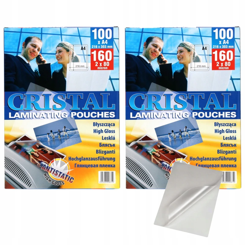 FOLIA LAMINACYJNA A4 80MIC STANDARD BŁYSK ANTYSTATYCZNA 2 sztuki
