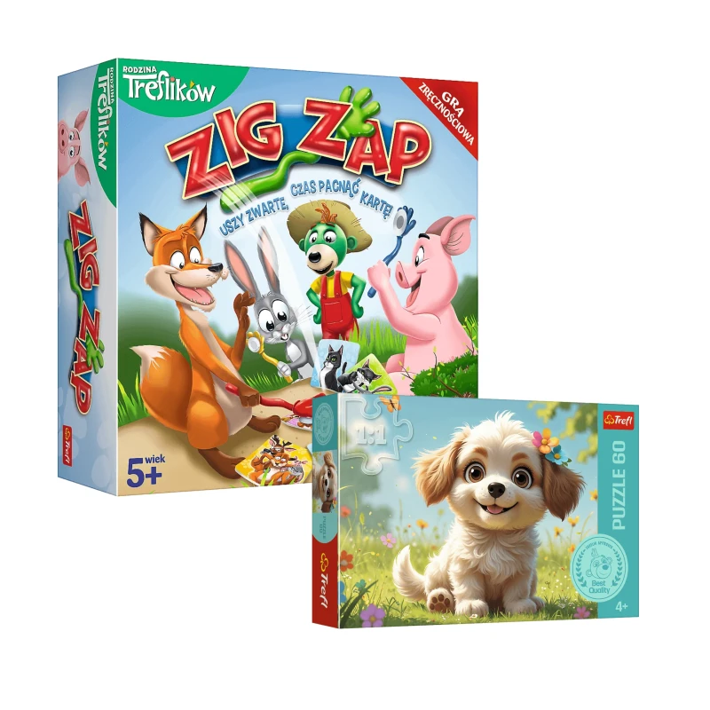 Zestaw gra zip zap + puzzle 60 elementów