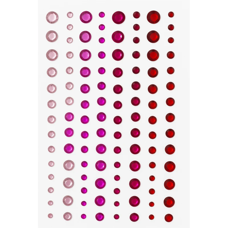 KRYSZTAŁKI SAMOPRZYLEPNE 3/4/5/6MM, OP104 SZT., CZERWONY - PÓŁPRODUKT DEKORACYJNY