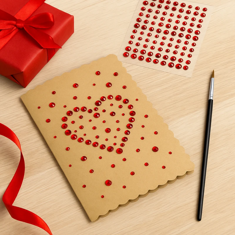 KRYSZTAŁKI SAMOPRZYLEPNE 3/4/5/6MM, OP104 SZT., CZERWONY - PÓŁPRODUKT DEKORACYJNY