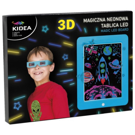 Magiczna neonowa tablica 3d LED niebieska