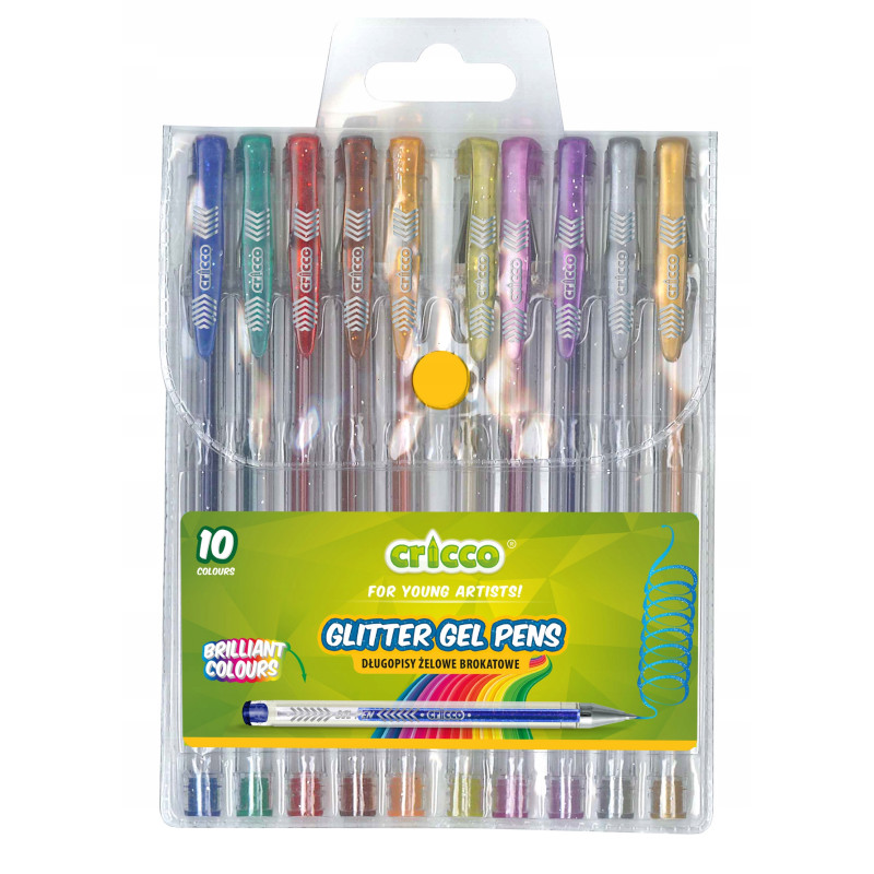 DŁUGOPIS ŻELOWY LAMBO SCHOOL BROKATOWE 10KOL W ETUI CR815W10