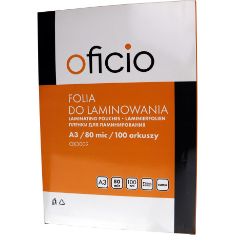 Folia laminacyjna do laminowania A3 80 mic Oficio