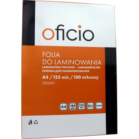 Folia laminacyjna do laminowania A4 125 mic Oficio