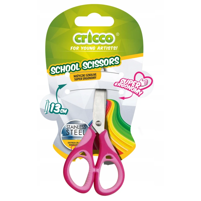 NOŻYCZKI CRICCO Z MIĘKKIMI UCHWYTAMI 13,5CM