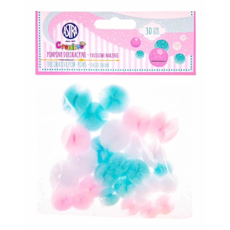 KORONKOWE POMPONY PASTELOWE CREATIVO 30 SZT.