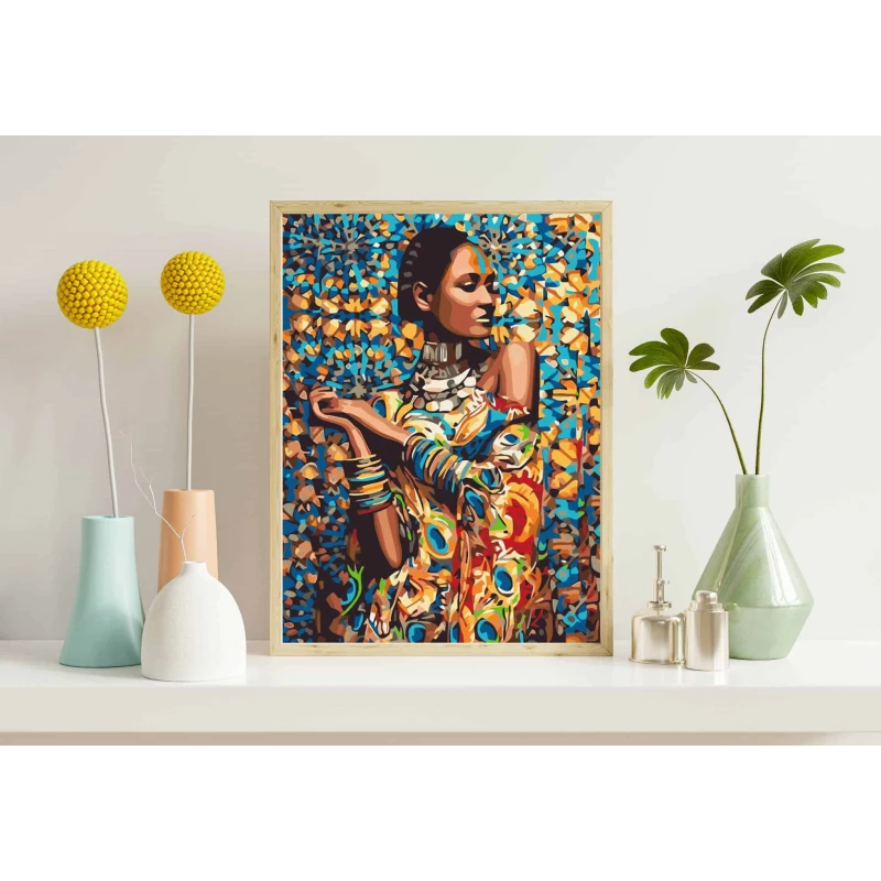 ZESTAW Z FARBAMI MALOWANIE WG NUMERÓW PODOBRAZIE 40X50CM W BLASKU INDII