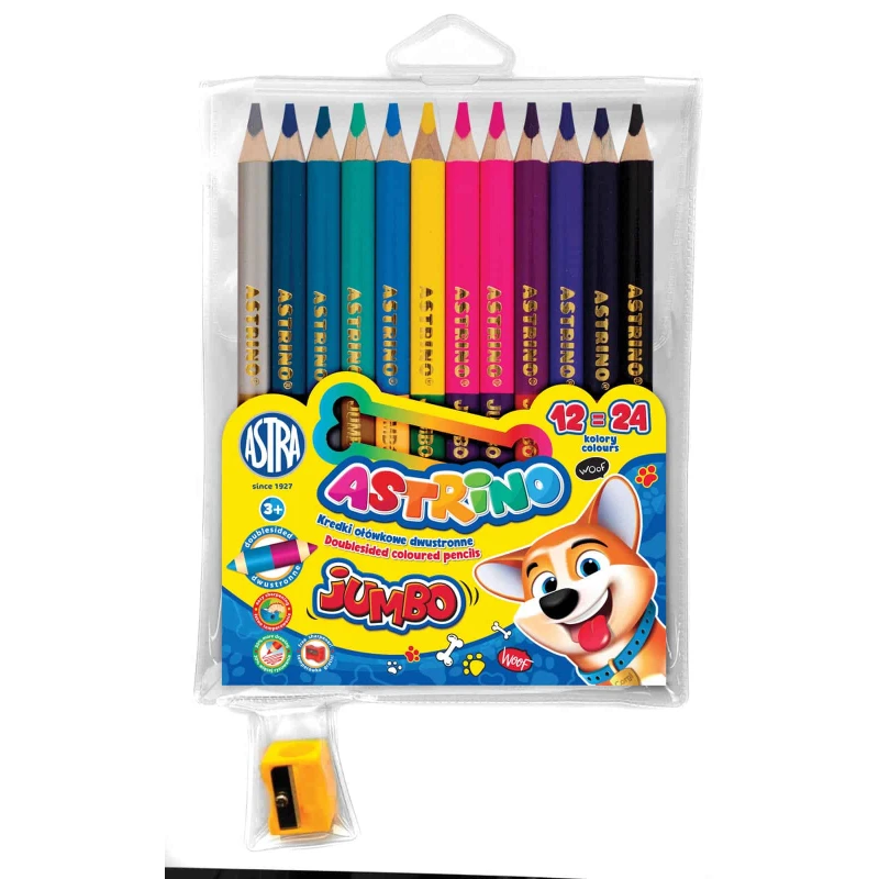 KREDKI OŁÓWKOWE JUMBO 12 SZT. / 24 KOLORY ASTRINO