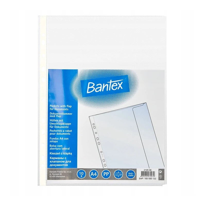 KOSZULKA GROSZKOWA BANTEX Z KLAPKĄ A4/120 MIC. (10szt.)