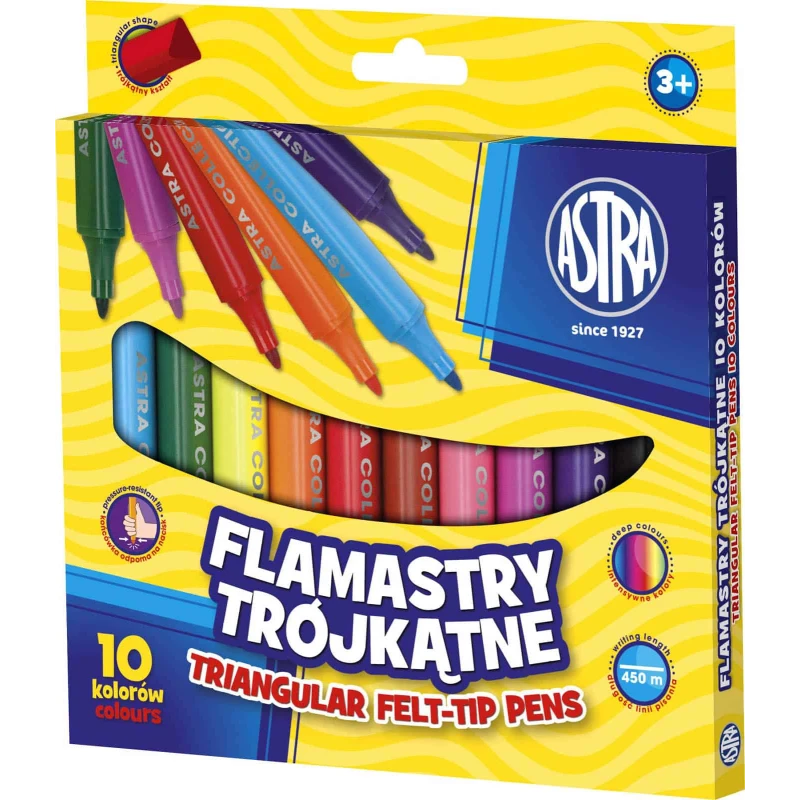 FLAMASTRY TRÓJKĄTNE JUMBO 10 KOLORÓW