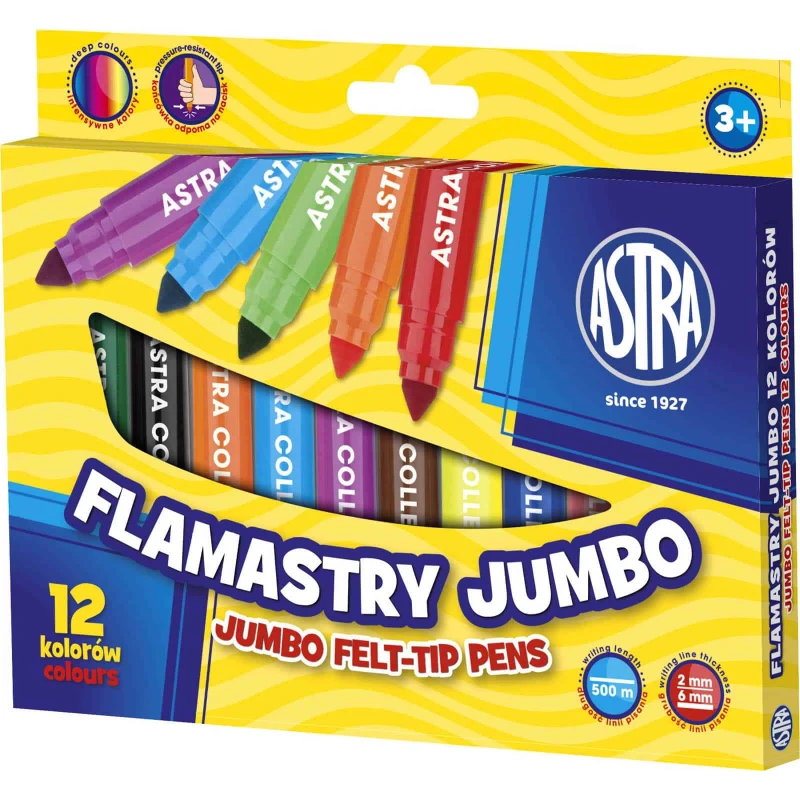 FLAMASTRY JUMBO ASTRA 12 KOLORÓW