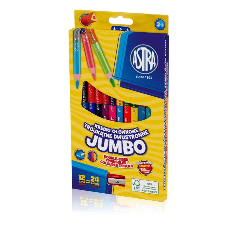 KREDKI JUMBO DWUSTRONNE 12 SZTUK / 24 KOLORÓW