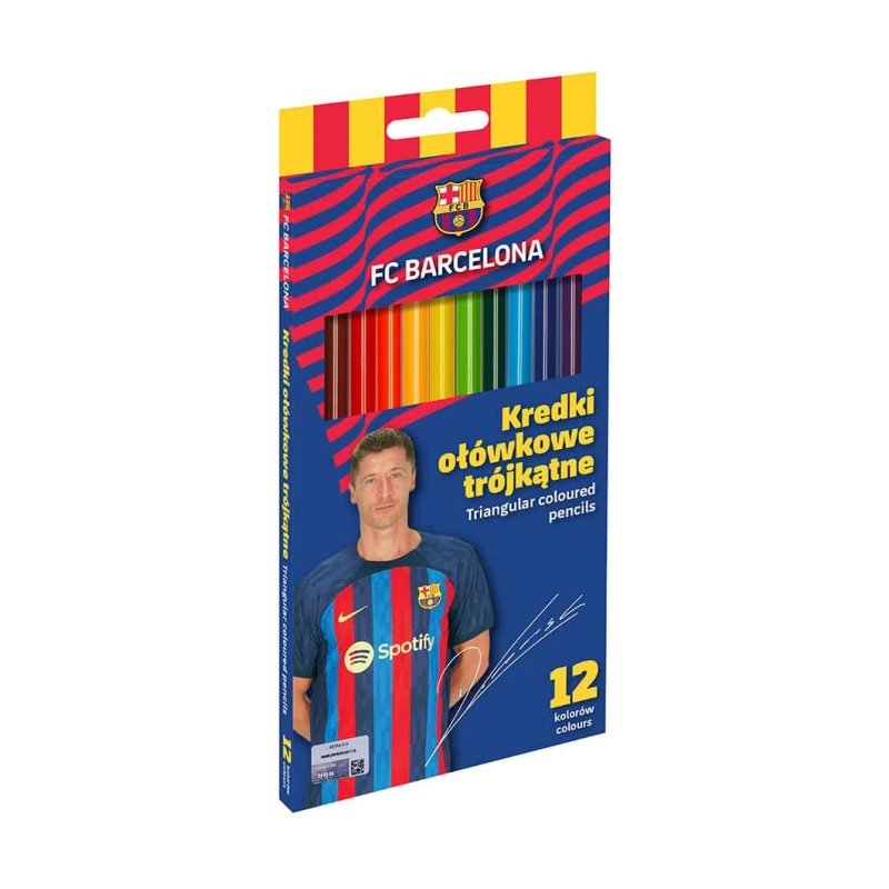 KREDKI OŁÓWKOWE 12 KOLORÓW FC BARCELONA