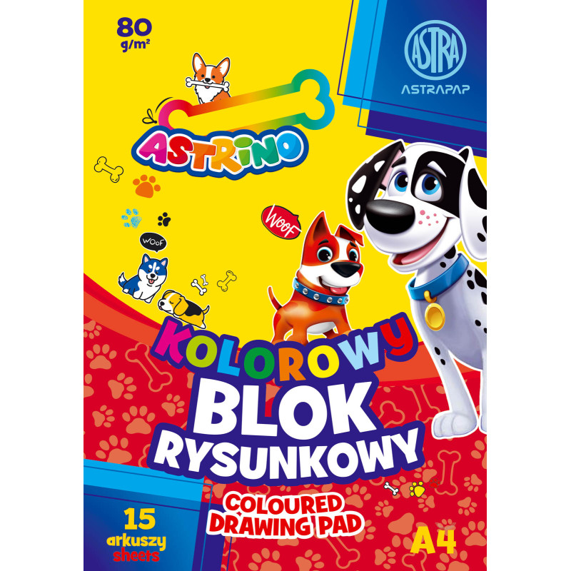BLOK RYSUNKOWY KOLOROWY ASTRAPAP A4 80G 15K ASTRINO