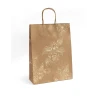 TOREBKA PAPIEROWA KRAFT ZŁOTE KWIATY L 33X10X24