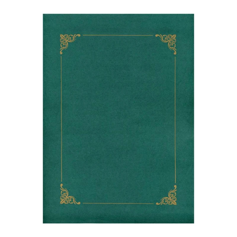 TECZKA OZDOBNA NA DYPLOM ZE ZŁOTĄ RAMKĄ ZIELONA OP10 SZT.