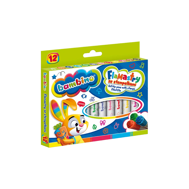 Flamastry ze stempelkami 12 kolorów  BAMBINO 28641