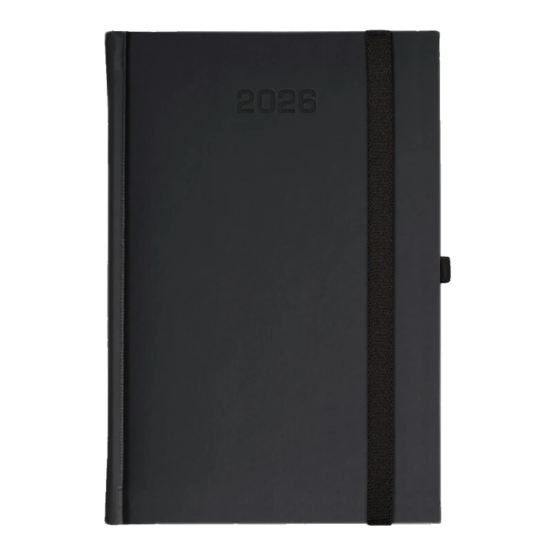 Kalendarz książkowy dzienny grafit z gumką 2025 Porcellana  DAZAR  A5DPG_B044