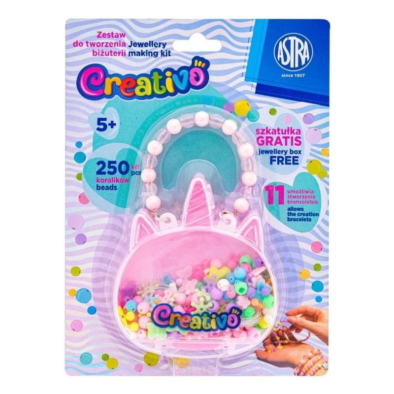 ZESTAW DO TWORZENIA BIŻUTERII ASTRA CREATIVO JEDNOROŻEC 250 KORALIKÓW