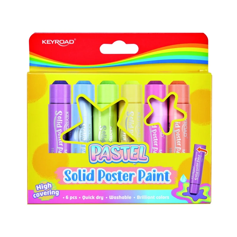 Farby plakatowe pastelowe w sztyfcie KEYROAD 6x10g